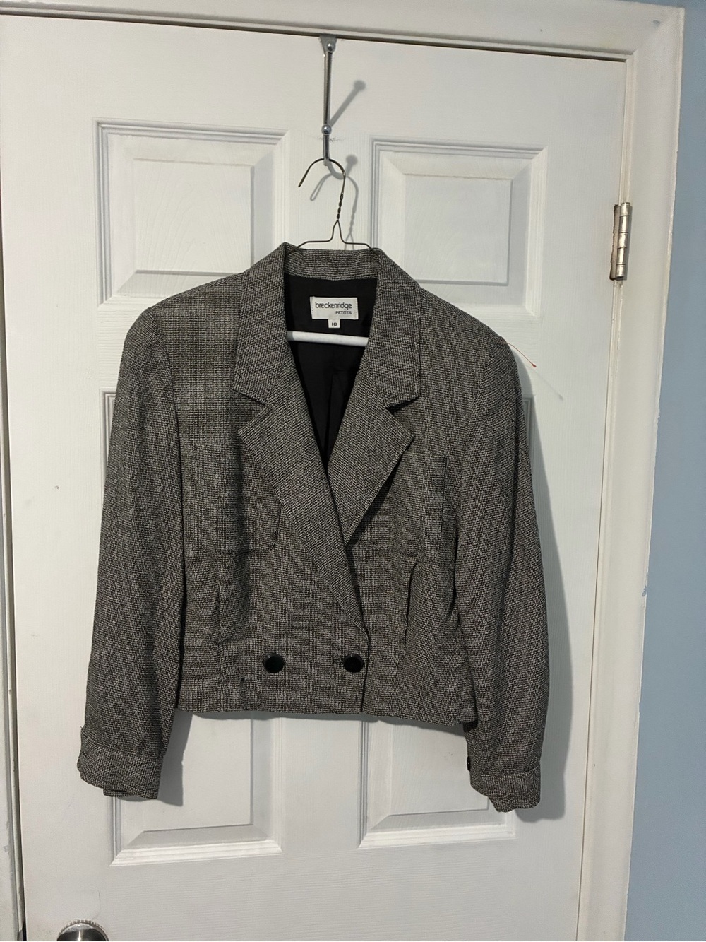 breckenridge petites Gray Cropped Double-Breasted Blazer
